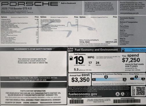 2025 Porsche 718 Boxster GTS 4.0