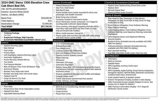 Summit White 2024 GMC Sierra 1500 Elevation