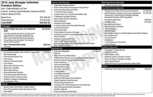 2016 Jeep Wrangler Unlimited Freedom
