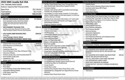 2022 GMC Acadia AWD SLE