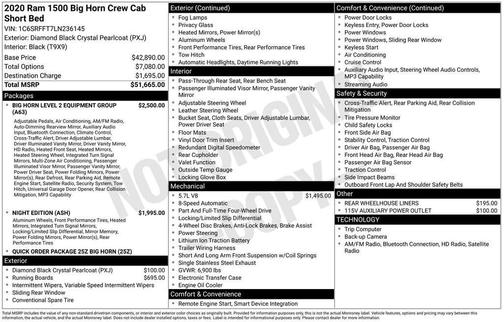 2020 RAM 1500 Big Horn/Lone Star