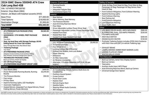 Onyx Black 2024 GMC Sierra 3500 AT4