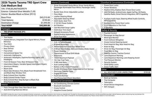 2026 Toyota Tacoma TRD Sport