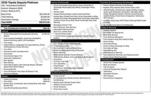 Blueprint 2026 Toyota Sequoia Base