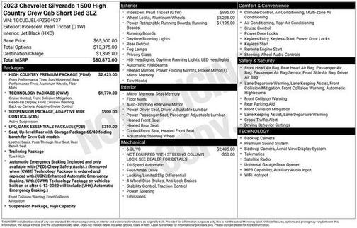 Iridescent Pearl Tricoat 2023 Chevrolet Silverado 1500 High Country
