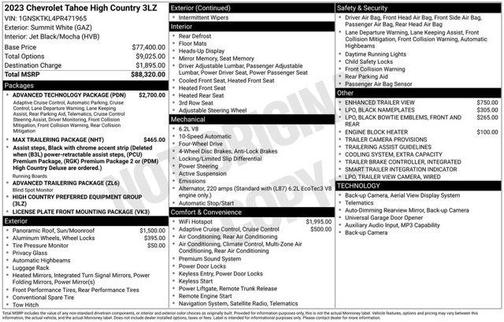 Summit White 2023 Chevrolet Tahoe High Country
