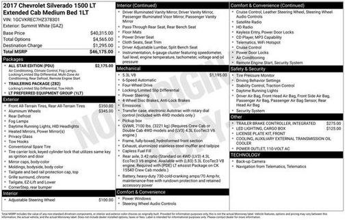 Summit White 2017 Chevrolet Silverado 1500 LT