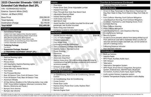 Summit White 2025 Chevrolet Silverado 1500 LT