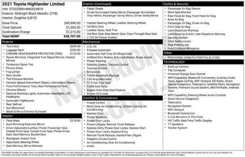 Black 2021 Toyota Highlander Limited