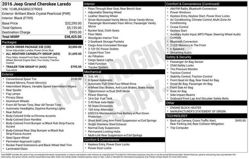 Brilliant Black Crystal Pearlcoat 2016 Jeep Grand Cherokee Laredo