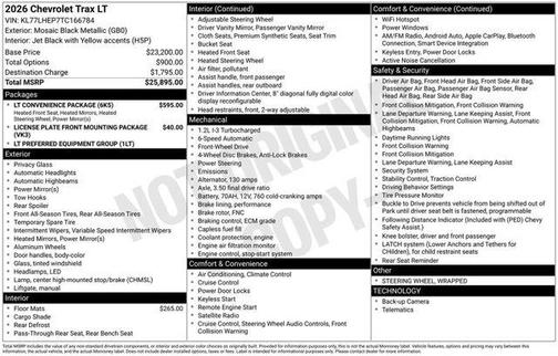 Mosaic Black Metallic 2026 Chevrolet Trax LT
