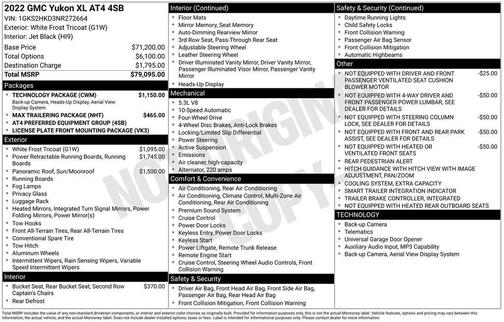 White Frost Tri-Coat 2022 GMC Yukon XL AT4