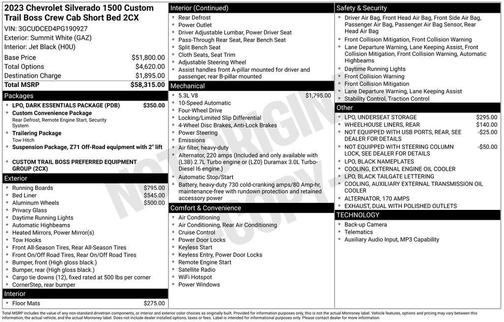Summit White 2023 Chevrolet Silverado 1500 Custom Trail Boss