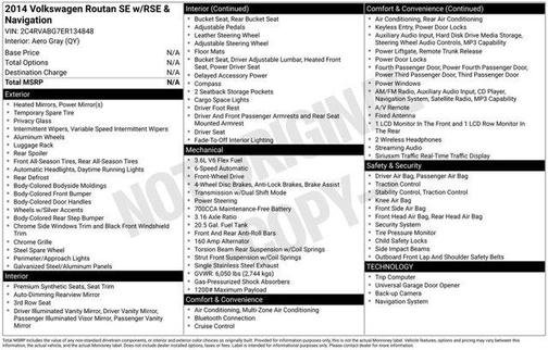 Deep Claret Metallic 2014 Volkswagen Routan SE w/RSE & Navigation