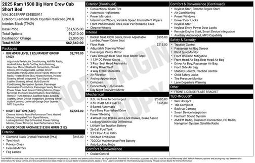 Diamond Black 2025 RAM 1500 Big Horn/Lone Star