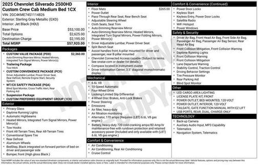 Sterling Gray Metallic 2025 Chevrolet Silverado 2500 Custom