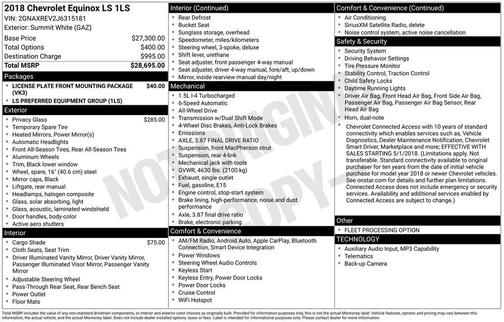 Summit White 2018 Chevrolet Equinox LS