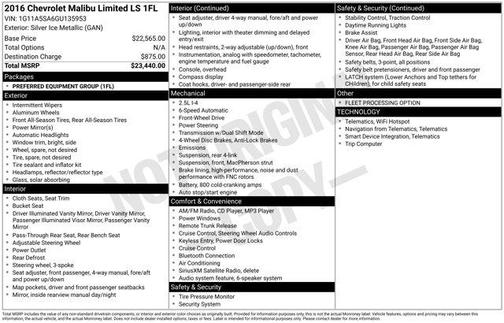 2016 Chevrolet Malibu Limited 1FL