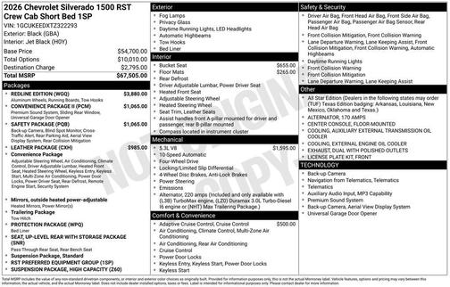 Black 2026 Chevrolet Silverado 1500 RST