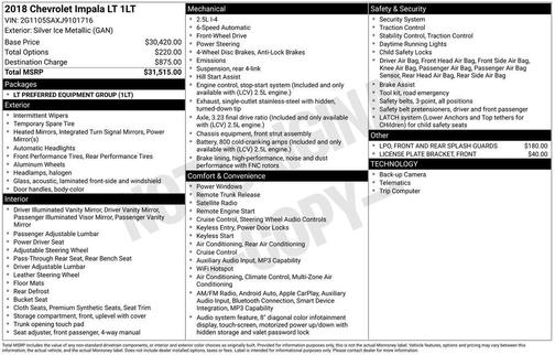 Silver Ice Metallic 2018 Chevrolet Impala 1LT