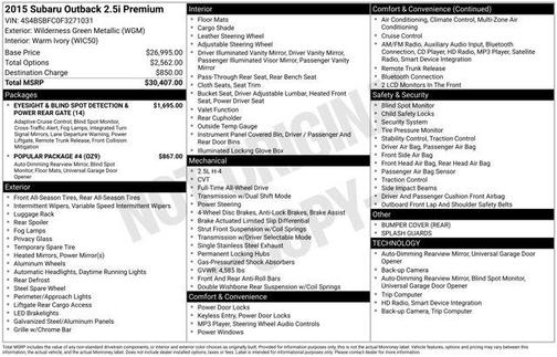 2015 Subaru Outback 2.5i Premium