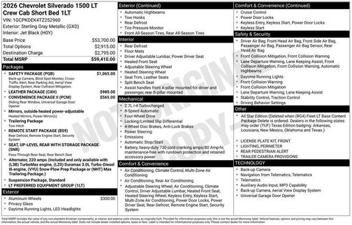 Sterling Gray Metallic 2026 Chevrolet Silverado 1500 LT