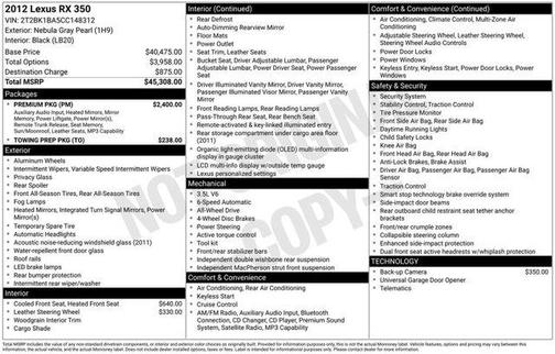 Nebula Gray Pearl 2012 Lexus RX 350 Base