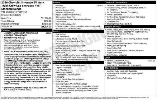 Black 2026 Chevrolet Silverado EV WT