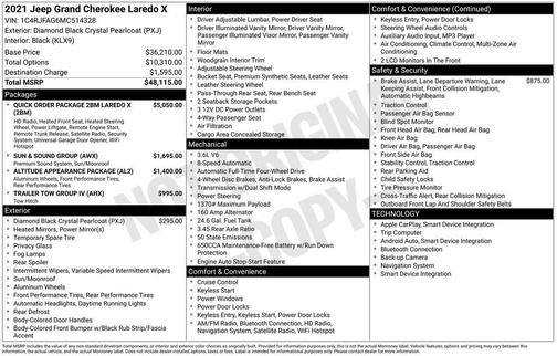 Diamond Black 2021 Jeep Grand Cherokee Laredo X