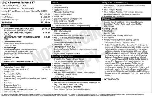 Radiant Red 2027 Chevrolet Traverse Z71