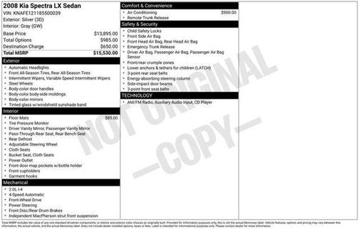 Bright Silver 2008 Kia Spectra LX