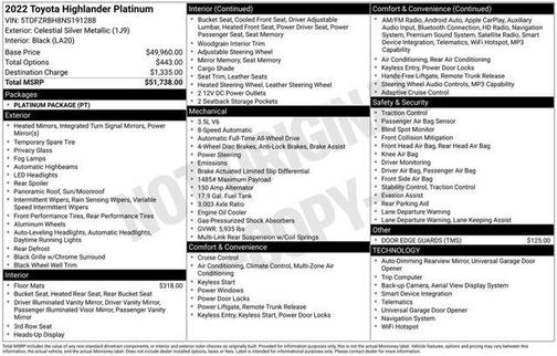 Celestial Silver Metallic 2022 Toyota Highlander Platinum