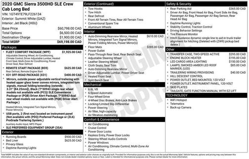 Summit White 2020 GMC Sierra 3500 SLE
