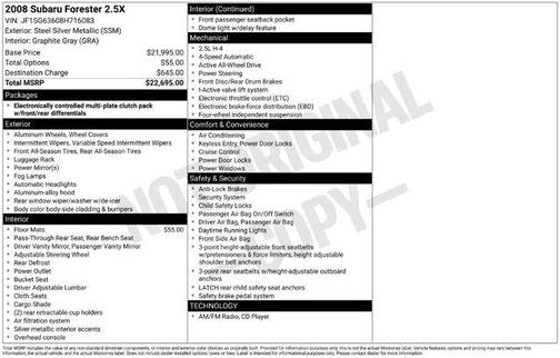 Steel Silver Metallic 2008 Subaru Forester 2.5X
