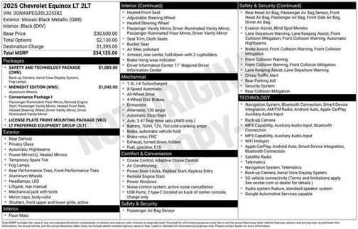 Mosaic Black Metallic 2025 Chevrolet Equinox LT