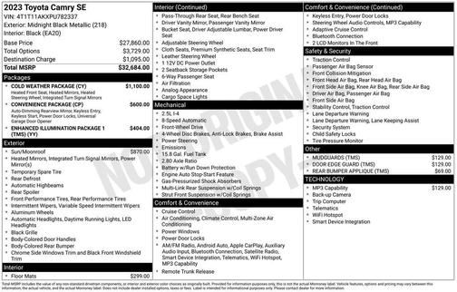 Midnight Black Metallic 2023 Toyota Camry SE