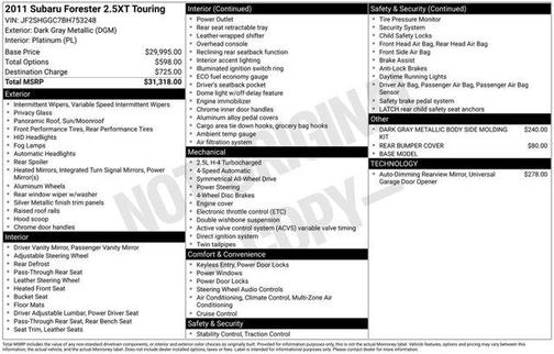 Dark Gray Metallic 2011 Subaru Forester 2.5XT Touring