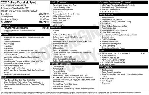 Ice Silver Metallic 2021 Subaru Crosstrek Sport