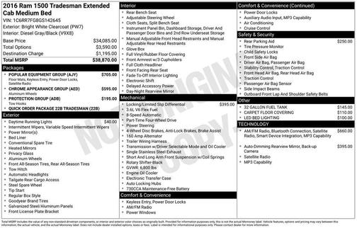 Bright White Clearcoat 2016 RAM 1500 Tradesman/Express