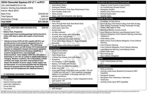 Sterling Gray Metallic 2026 Chevrolet Equinox EV LT 1