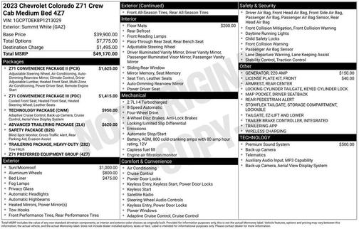 Summit White 2023 Chevrolet Colorado Z71