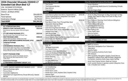 Summit White 2026 Chevrolet Silverado 2500 LT