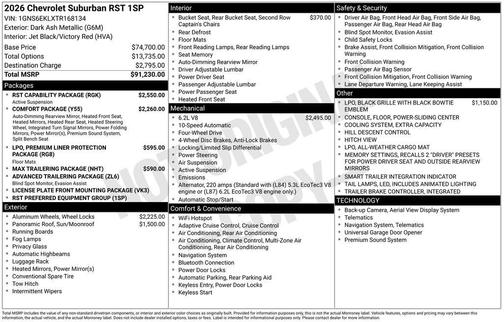 Dark Ash Metallic 2026 Chevrolet Suburban RST