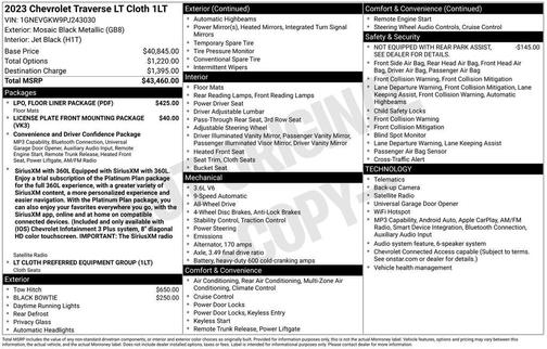 Mosaic Black Metallic 2023 Chevrolet Traverse LT Cloth