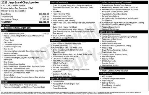 Velvet Red Pearlcoat 2023 Jeep Grand Cherokee 4xe Base