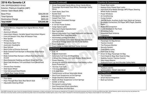 Platinum Graphite 2016 Kia Sorento LX