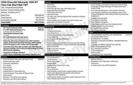 Summit White 2026 Chevrolet Silverado 1500 WT