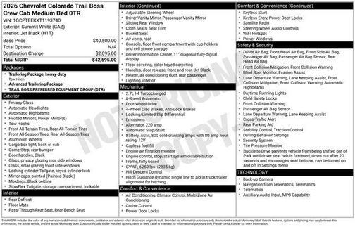 Summit White 2026 Chevrolet Colorado Trail Boss