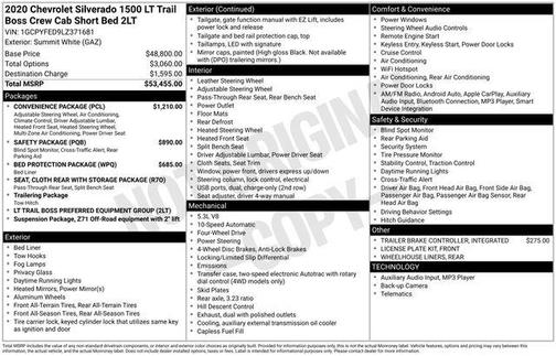 Summit White 2020 Chevrolet Silverado 1500 LT Trail Boss