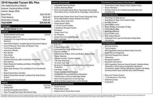 Dazzling White 2018 Hyundai TUCSON SEL Plus